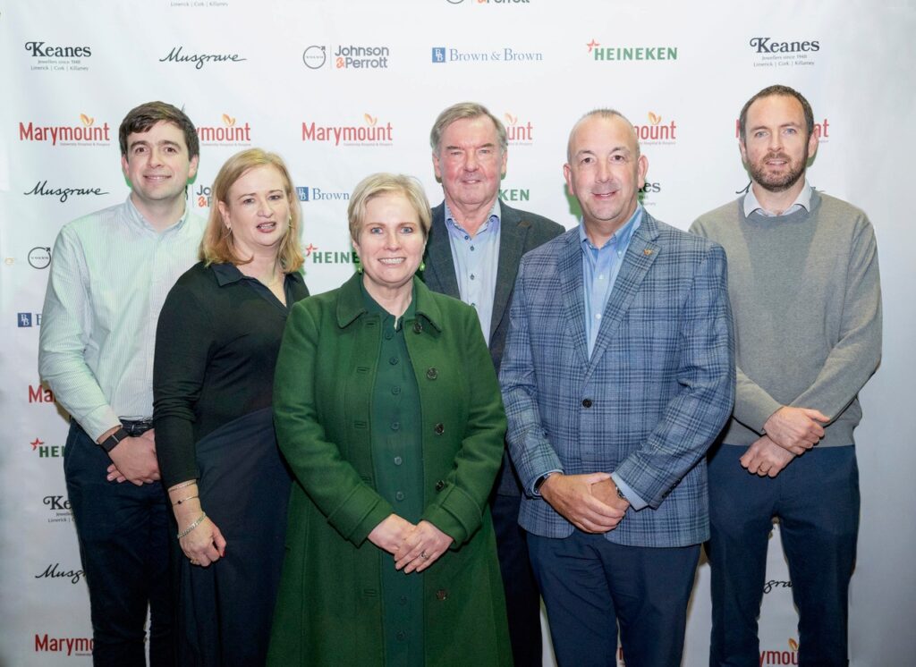 Diarmuid Nolan Brown &Brown Sponsors - with colleagues with Dr Sarah McCloskey CEO Marymount
