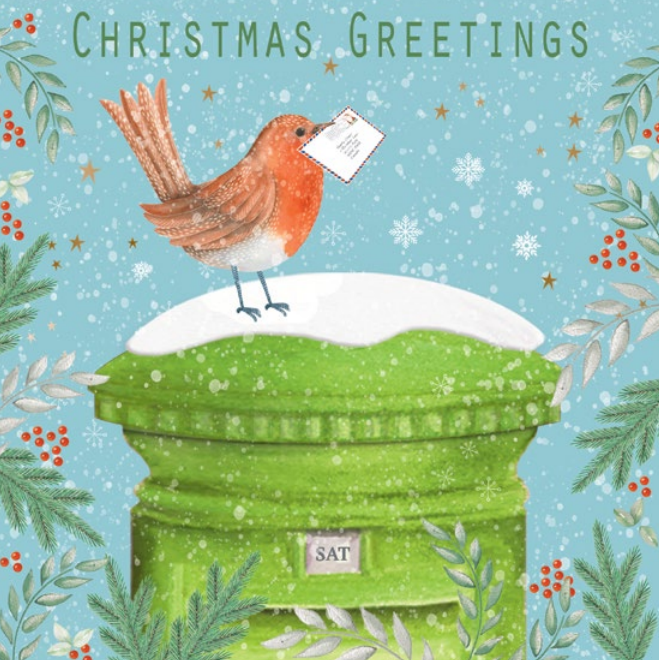 Christmas Cards - Robin on a Post Box