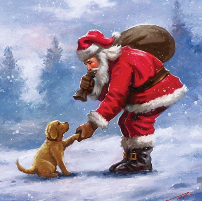 Christmas Cards - Santa And Dog