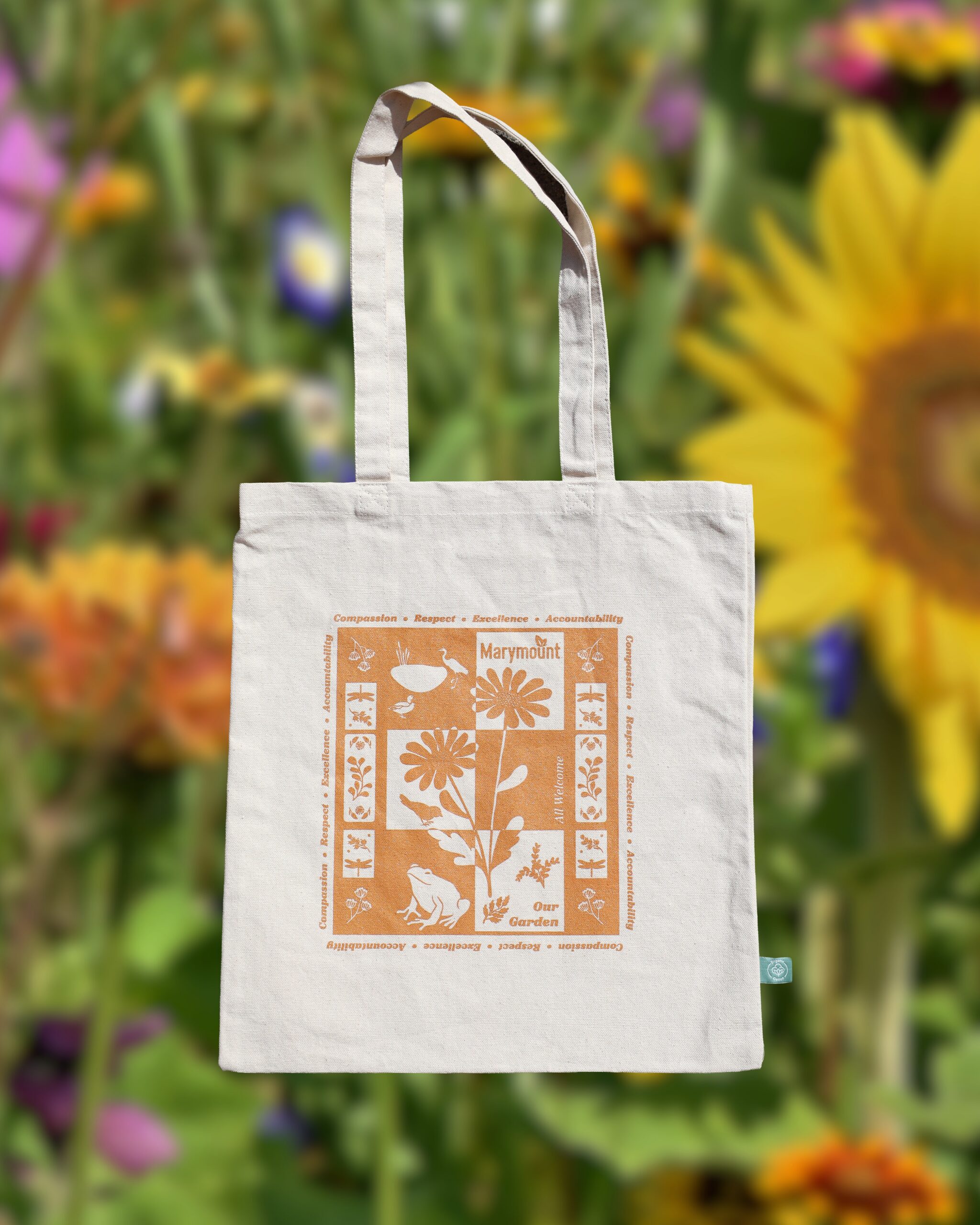 Our Garden Orange Screen Printed Organic Cotton Tote Bag - Image 4