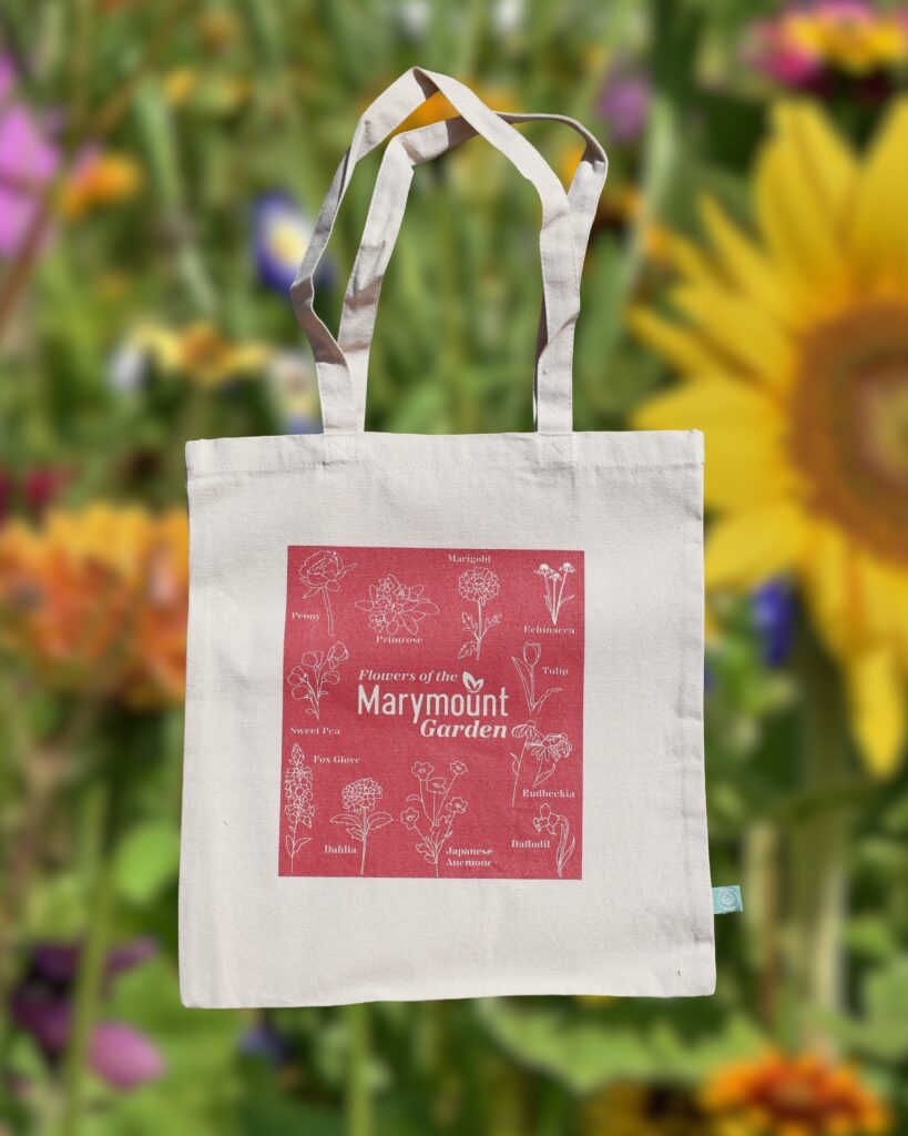 Flowers Of Marymount Red Screen Printed Organic Cotton Tote Bag
